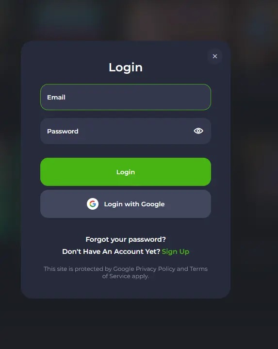 Jeet City Casino login form with email and password fields
